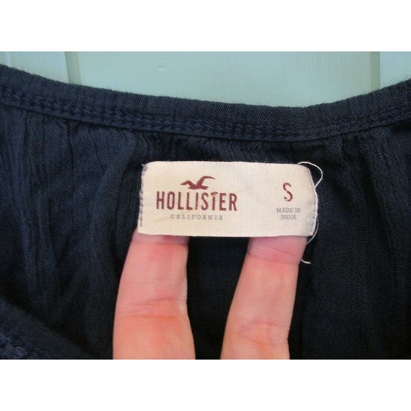 Hollister Women's Blue Lace Overlay Strappy Cold Shoulder Crop Top Size S - Picture 5 of 7